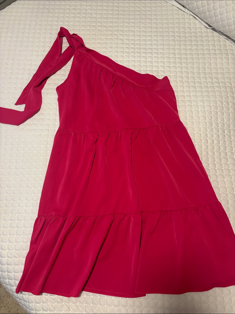 One-Shoulder Pink Tiered Dress